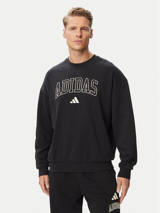 adidas Hanorac Seasonal Essentials Collegiate French Terry Crew KF4252 Negru Regular Fit