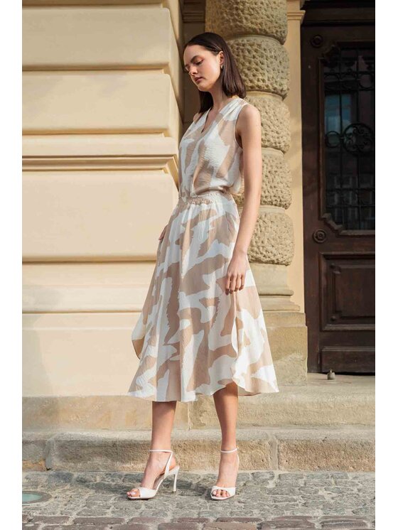 EMOI EMOI Spódnica midi beżowa midi Beżowy Feminine Fit