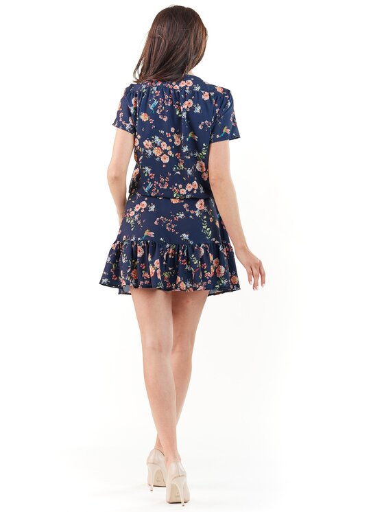 Awama Awama Sukienka letnia A230 Granatowy Basic Fit