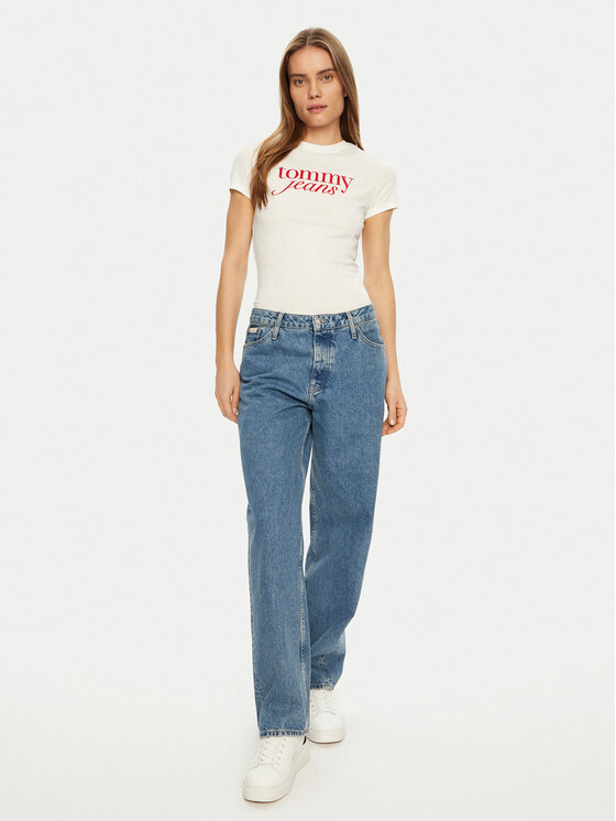 Tommy Jeans Tommy Jeans Marškinėliai Essential DW0DW19447 Balta Slim Fit
