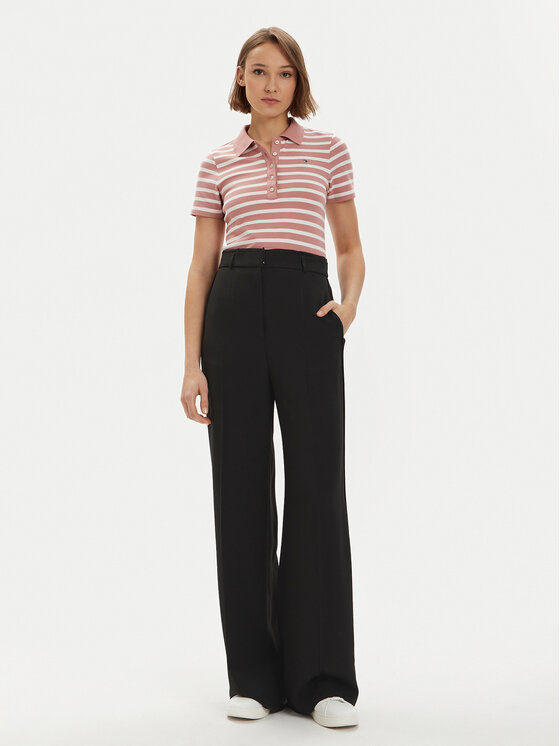 Tommy Hilfiger Tommy Hilfiger Тениска с яка и копчета 1985 WW0WW39530 Розов Slim Fit