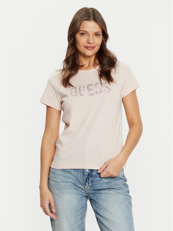 Guess T-krekls W5RI19 I3Z14 Rozā Regular Fit