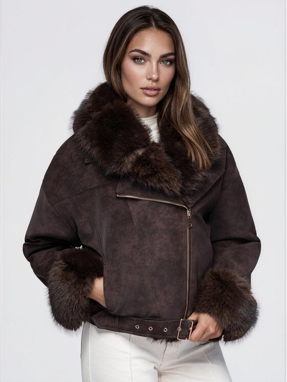 Ombre Ombre Kurtka przejściowa OW-JT-E0013 Brązowy Regular Fit