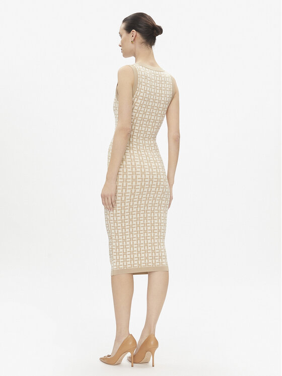 Elisabetta Franchi Elisabetta Franchi Sukienka dzianinowa AM-55Z-41E2-V460 Beżowy Slim Fit