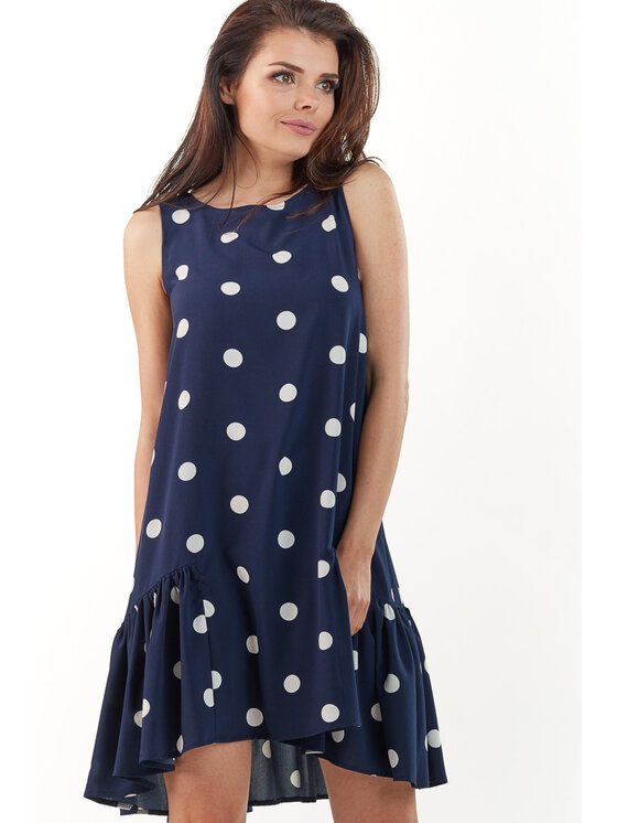 Awama Awama Sukienka letnia A229 Granatowy Basic Fit