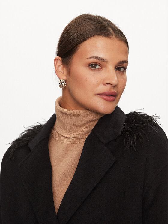 TWINSET TWINSET Palton de lână 232TP2011 Negru Regular Fit