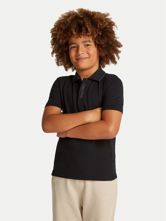 Chłopięce Polo Calvin Klein Jeans, Rozmiar 10Y, Czarne, Embro Logo IB0IB02370
