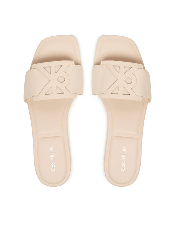 Calvin Klein Calvin Klein Nazouváky Square Flat Sandal Emblem HW0HW03128 Écru