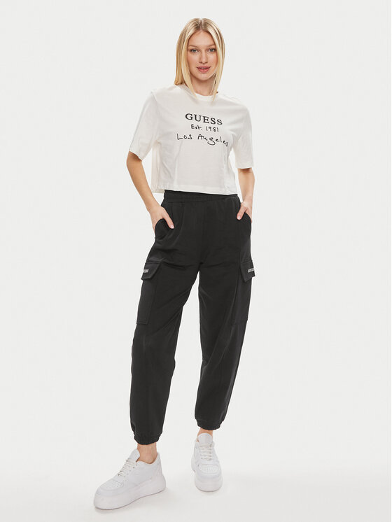 Guess Guess Tricou Dakota V4GI13 JA914 Écru Boxy Fit