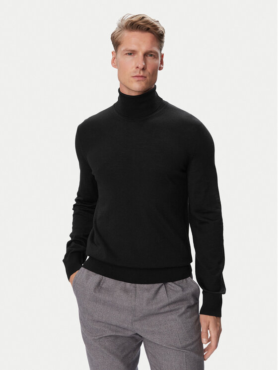 BOSS BOSS Krekls ar augstu apkakli H-Musso 50565517 Melns Regular Fit
