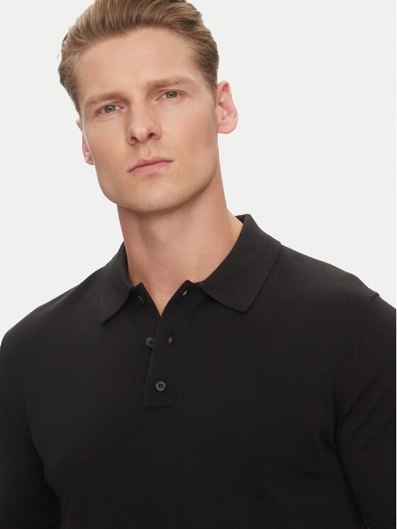 Calvin Klein Calvin Klein Тениска с яка и копчета K10K114476 Черен Regular Fit