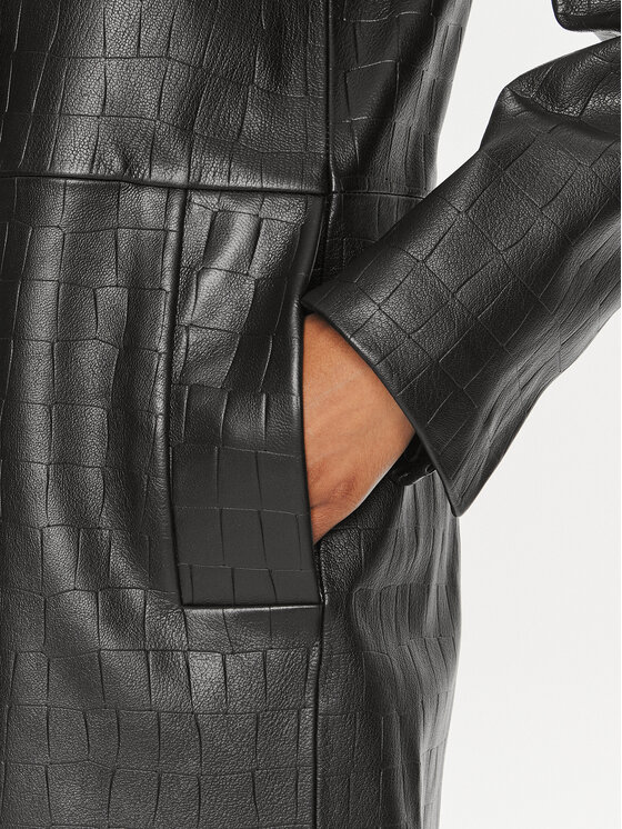 Calvin Klein Calvin Klein Bőr kabát K20K207081 Fekete Oversize