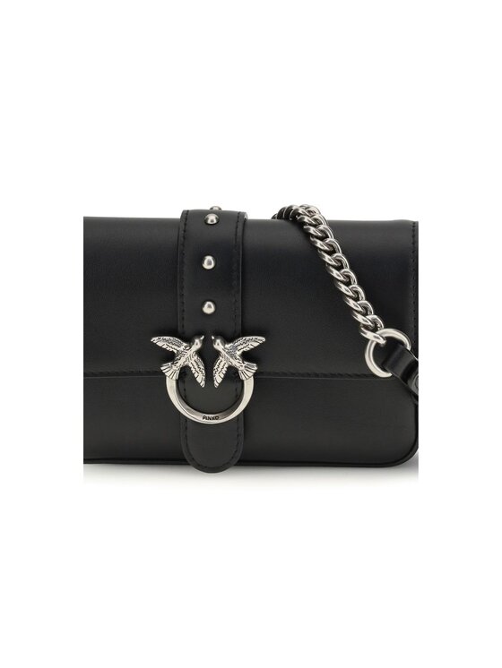 PINKO PINKO Τσάντα Black Calf Leather Bos Taurus Shoulder Μαύρο