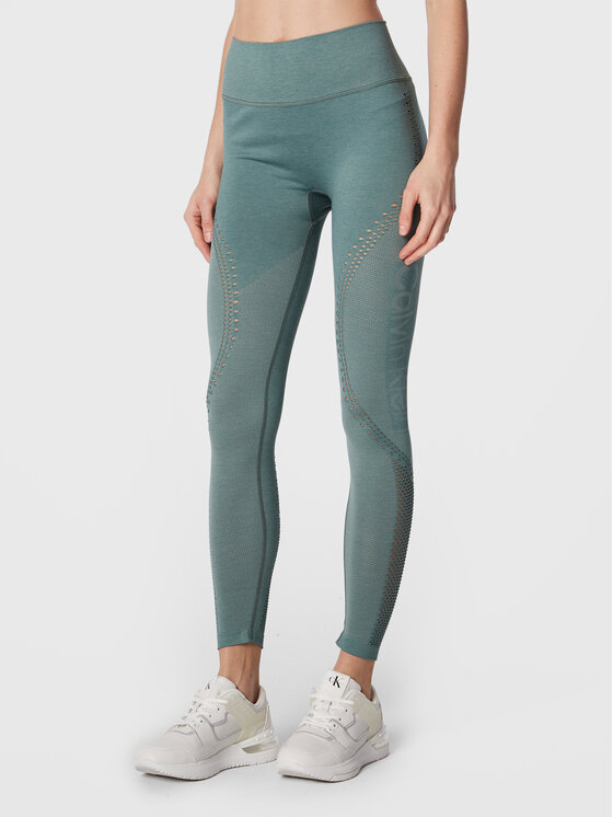Calvin Klein Performance Colanți 00GWS2L612 Verde Slim Fit
