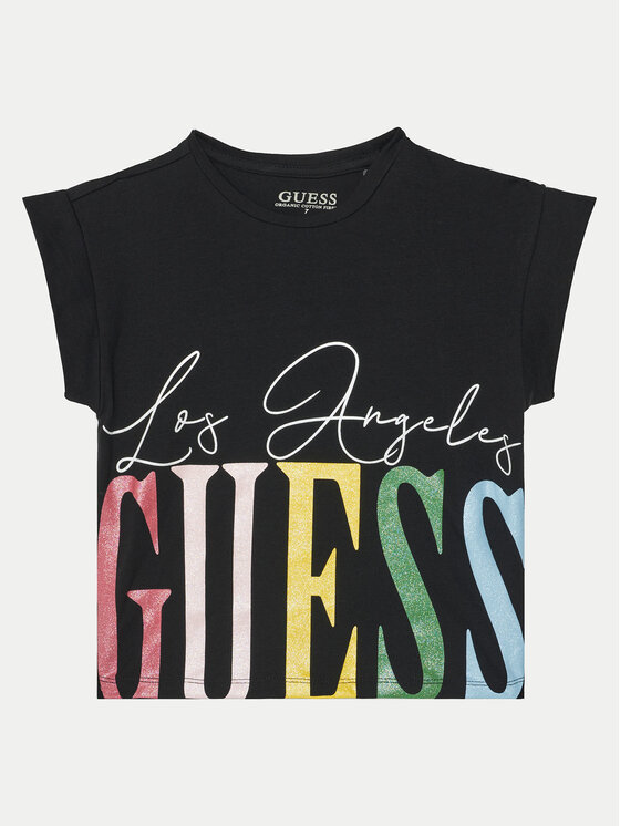 Guess T-krekls J5RI00 K6YW4 Melns Boxy Fit