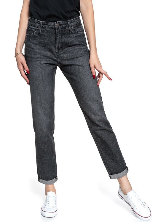 Jeansy Lee, Rozmiar W25/L33, Czarne, MOM STRAIGHT
