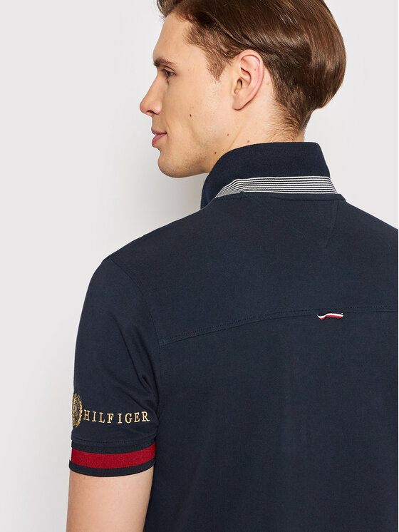 Tommy Hilfiger Poloshirt Icon Flag MW0MW23961 Dunkelblau Slim Fit 