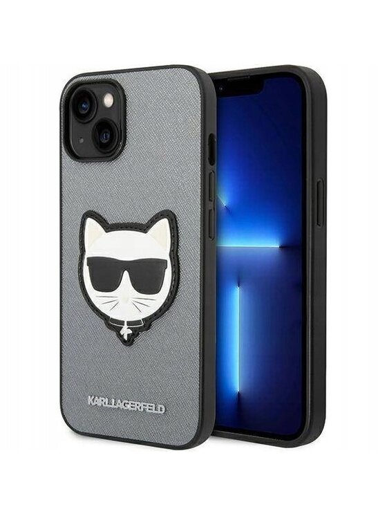 KARL LAGERFELD KARL LAGERFELD Etui na telefon Saffiano Patch Srebrny