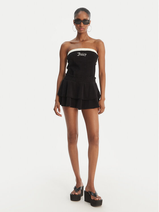 Juicy Couture Juicy Couture Spódnica mini Smocked Terry JCGGS126006 Czarny Regular Fit