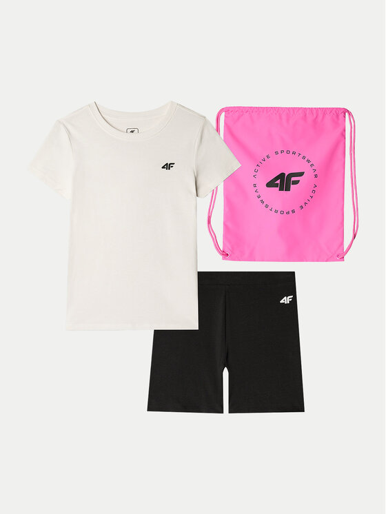 4F 4F Marškinėlių ir šortų komplektas 4FJWAW24TAPSF019 Juoda Slim Fit