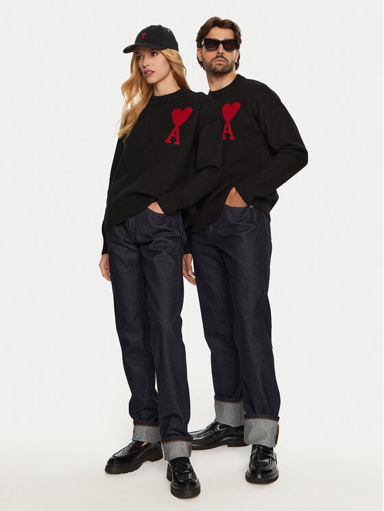 AMI Paris Sweater BFUKS006.018 Fekete Regular Fit | Modivo.hu