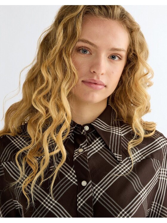 Wrangler Wrangler Koszula DRAMA COLLAR SHIRT Brązowy Regular Fit