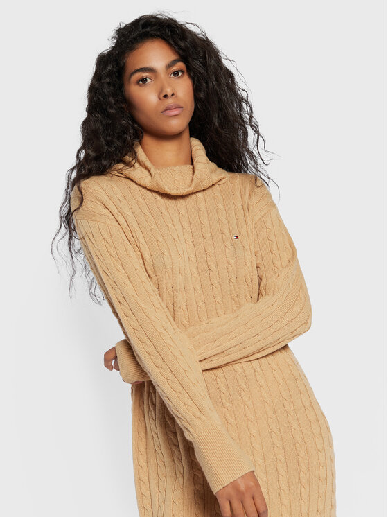 Tommy Hilfiger Tommy Hilfiger Kötött ruha WW0WW36805 Bézs Relaxed Fit