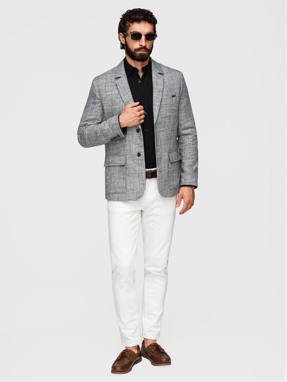Ombre Ombre Marynarka M169 Czarny Regular Fit