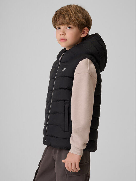 4F 4F Kamizelka OUTERWEAR Czarny Regular Fit