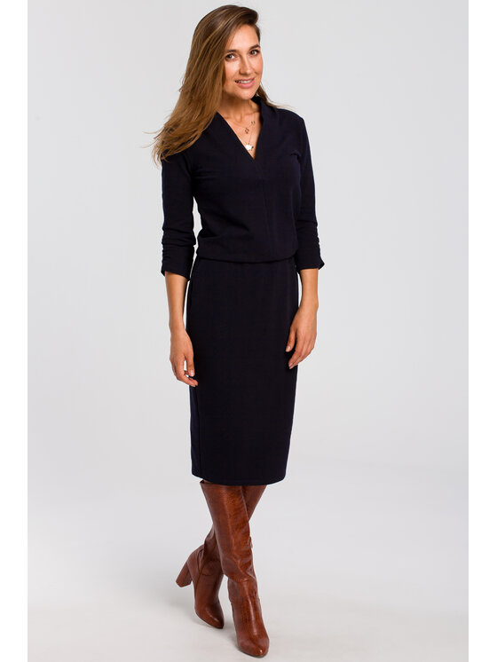 Stylove Stylove Každodenné šaty S194 Tmavomodrá Regular Fit