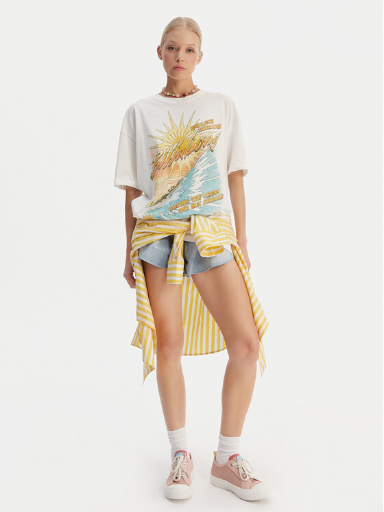 Billabong Billabong T-shirt Where The Sun Collide EBJZT00499 Bianco Loose Fit