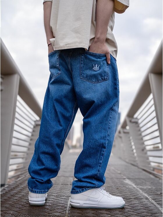 Jigga Wear Męskie Jeansy, rozmiar M, Niebieskie, Spodnie Jeansowe Baggy Męskie Niebieskiee Jigga Wear Crown copy XL