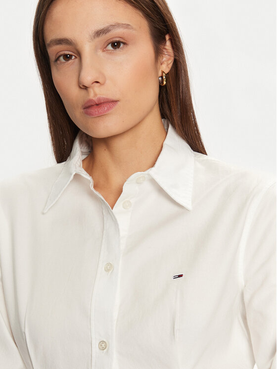 Tommy Jeans Tommy Jeans Rochie tip cămașă DW0DW20471 Alb Regular Fit