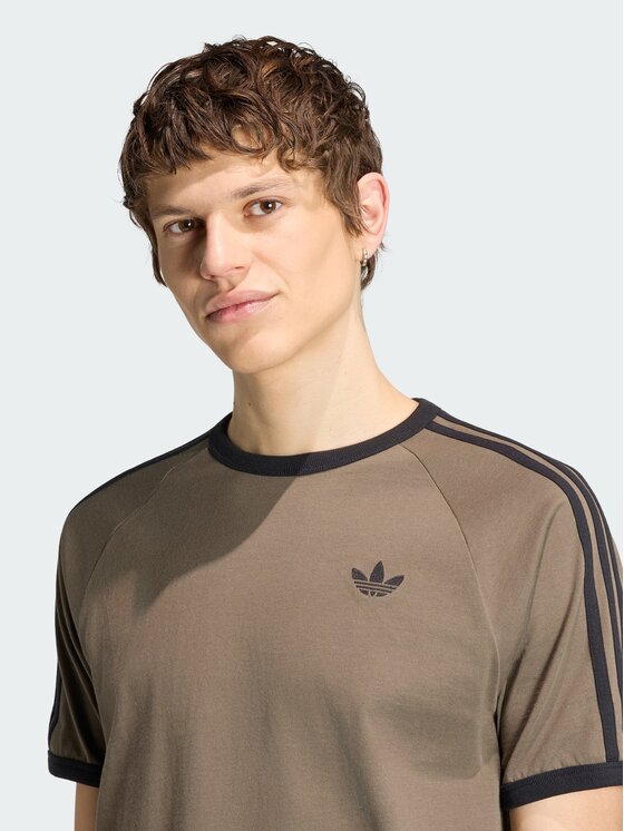 adidas adidas T-Shirt 3-Stripes Brązowy Regular Fit