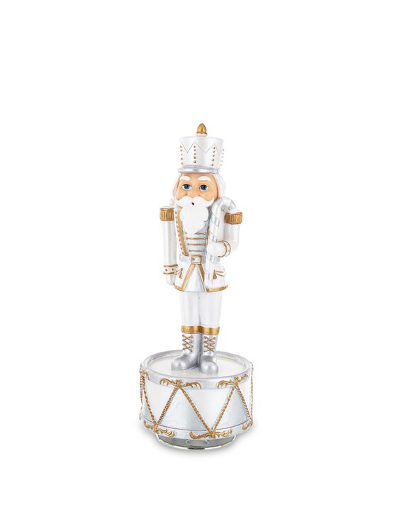 MIAhome MIAhome Figurka Pozytywka - Dziadek do Orzechów na bębenku Srebrny