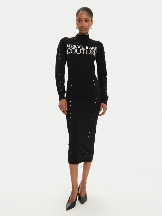 Versace Jeans Couture Versace Jeans Couture Rochie tricotată 77HAOM11 Negru Slim Fit