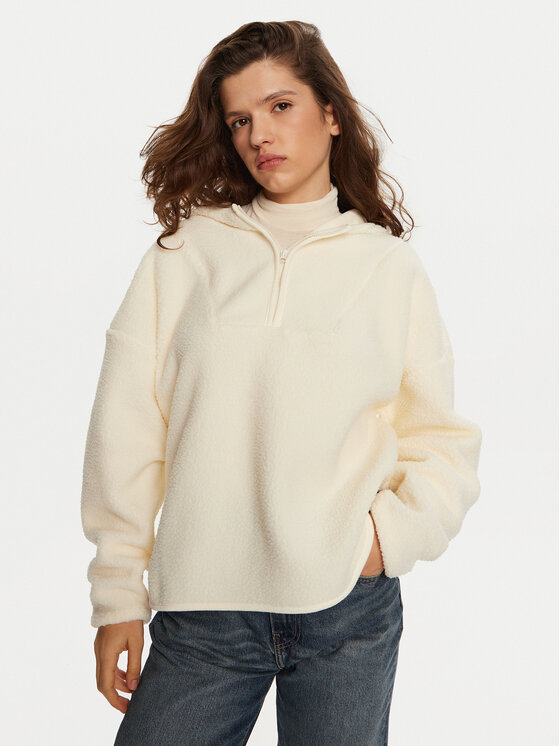 Noisy May Fleecová mikina Cozy 27030631 Écru Relaxed Fit