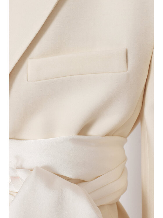Epuzer Epuzer Marynarka Fringed belted Kremowy Standard Fit