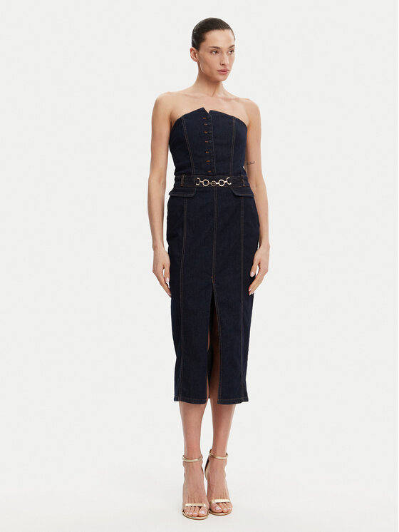 Fracomina Fracomina Džínové šaty FR25SD4010D46093 Tmavomodrá Slim Fit