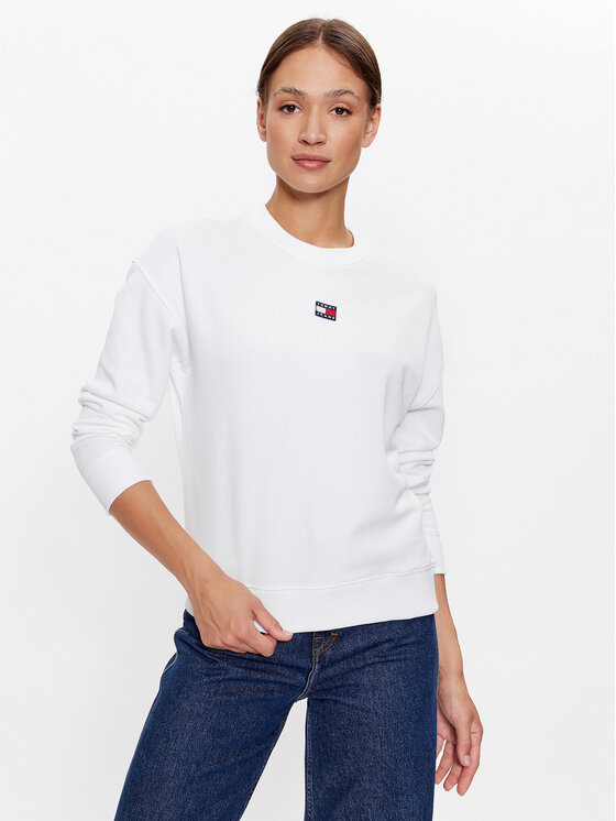 Tommy Jeans Bluză DW0DW16138 Alb Boxy Fit