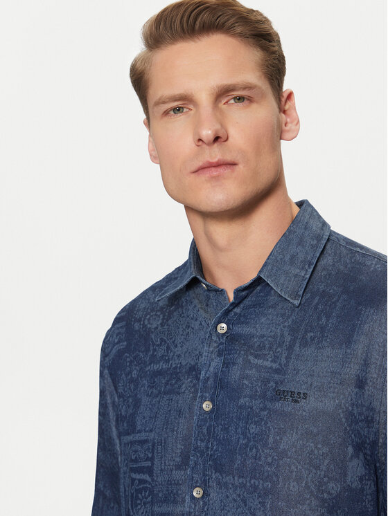 Guess Guess Košulja M5RH22 WFKE0 Tamnoplava Regular Fit