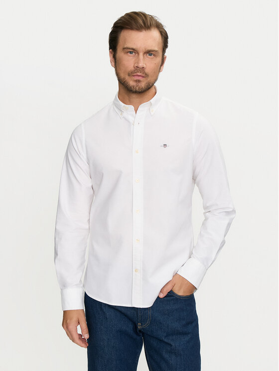 Gant Košeľa 3000202 Biela Slim Fit