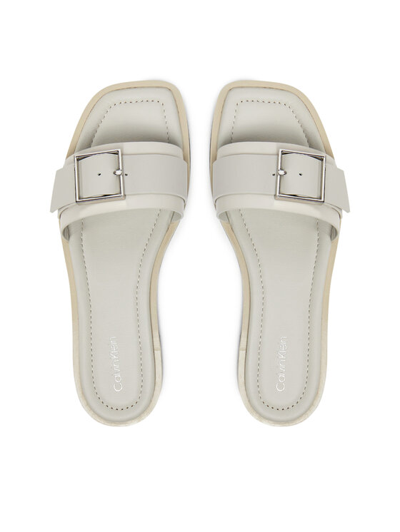 Calvin Klein Calvin Klein Šľapky Flat Slide W/Buckle - Lth HW0HW02490 Sivá