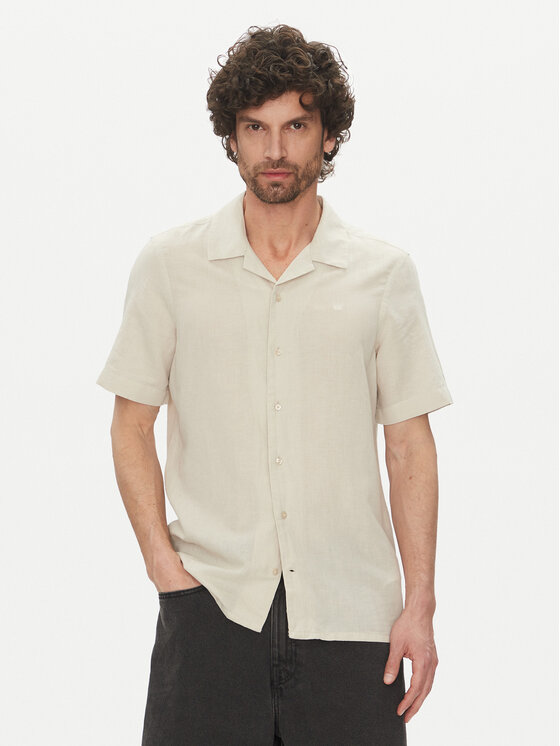 Męska Koszula Calvin Klein, Rozmiar M, Beżowa, K10K114197