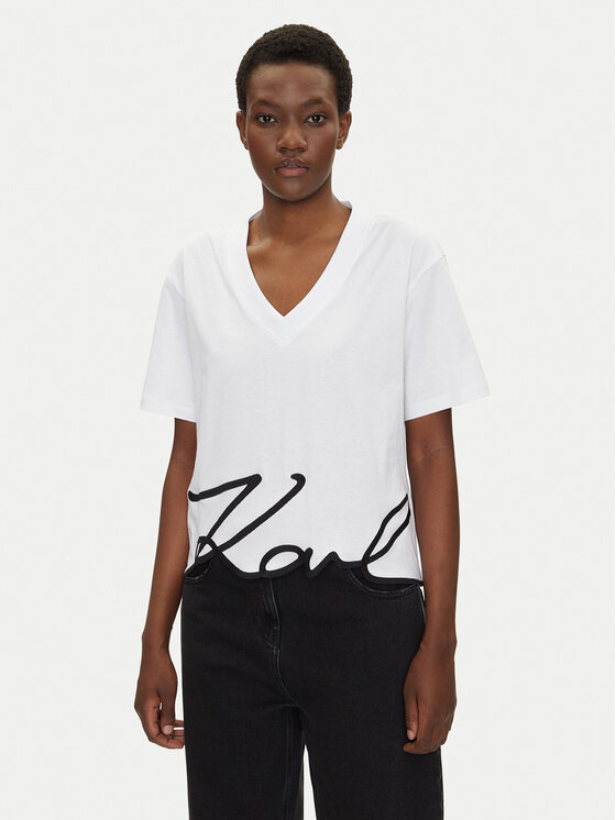 KARL LAGERFELD KARL LAGERFELD Tricou A2W17104 Alb Relaxed Fit