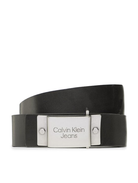 Calvin Klein Jeans Moški pas Plaque Lthr Belt 40mm K50K510474 Črna