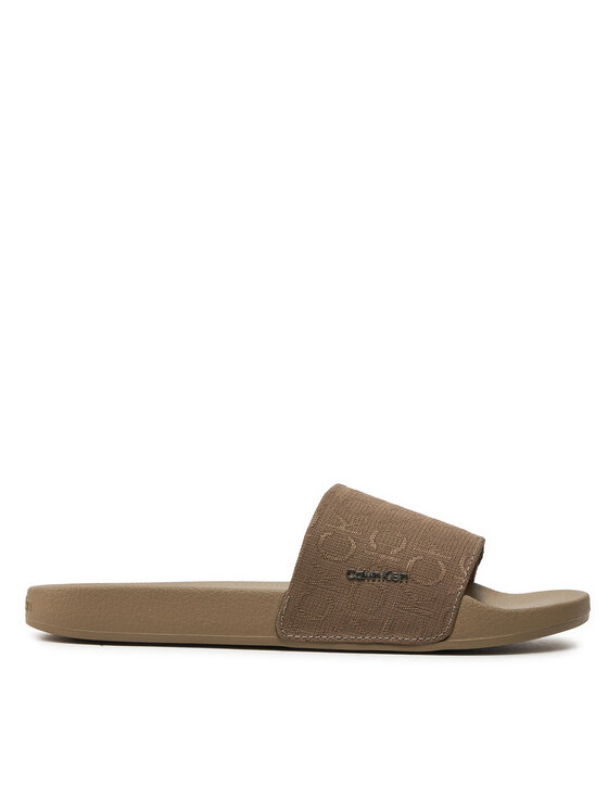 Calvin Klein Calvin Klein Šľapky Pool Slide Wcalvin Met Mono Jacq HW0HW01971 Hnedá