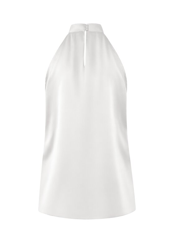 Cat&Cat Cat&Cat Top jedwabny z dekoltem typu halter Biały Regular Fit