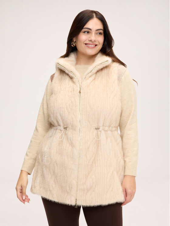 Fiorella Rubino Fiorella Rubino Płaszcz zimowy L007L000082N002 Kremowy Regular Fit