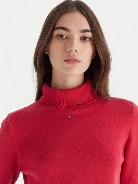 Tommy Jeans Tommy Jeans Bluză cu gât Essential DW0DW21672 Roșu Regular Fit